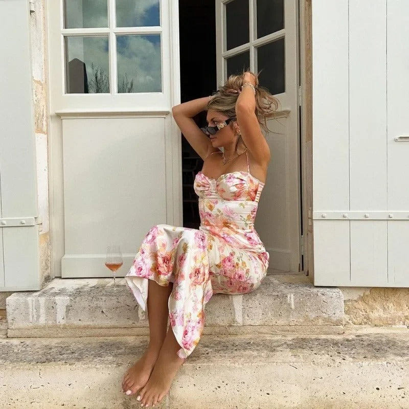 Muriel | Elegant Floral Maxi Dress with Lace Trim