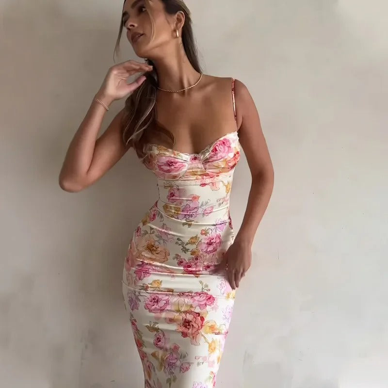Muriel | Elegant Floral Maxi Dress with Lace Trim