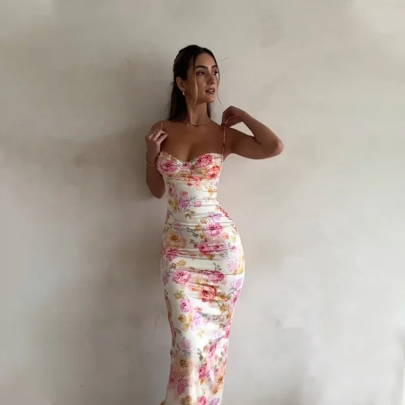 Muriel | Elegant Floral Maxi Dress with Lace Trim