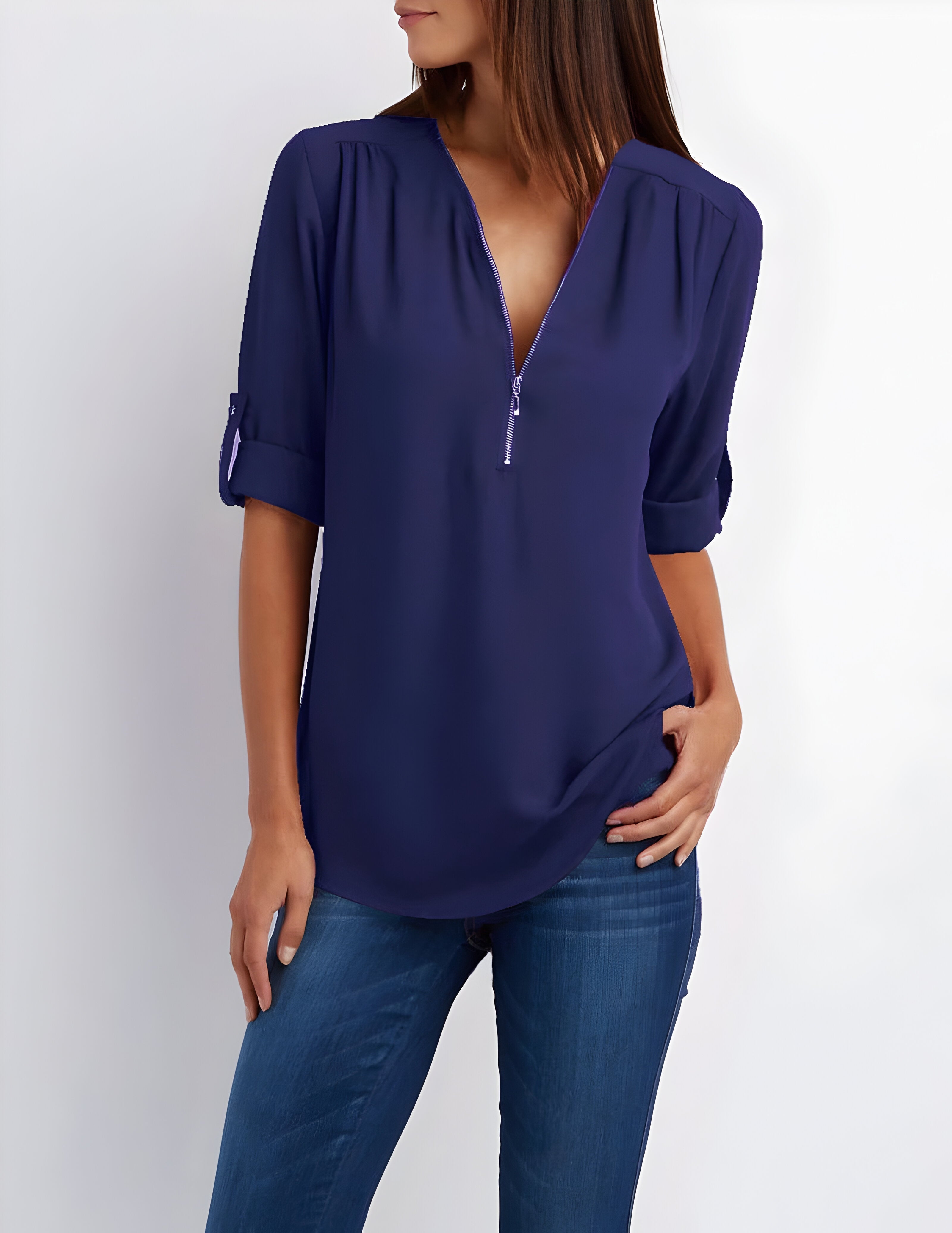 Catherine | Women's Zip Front Blouse