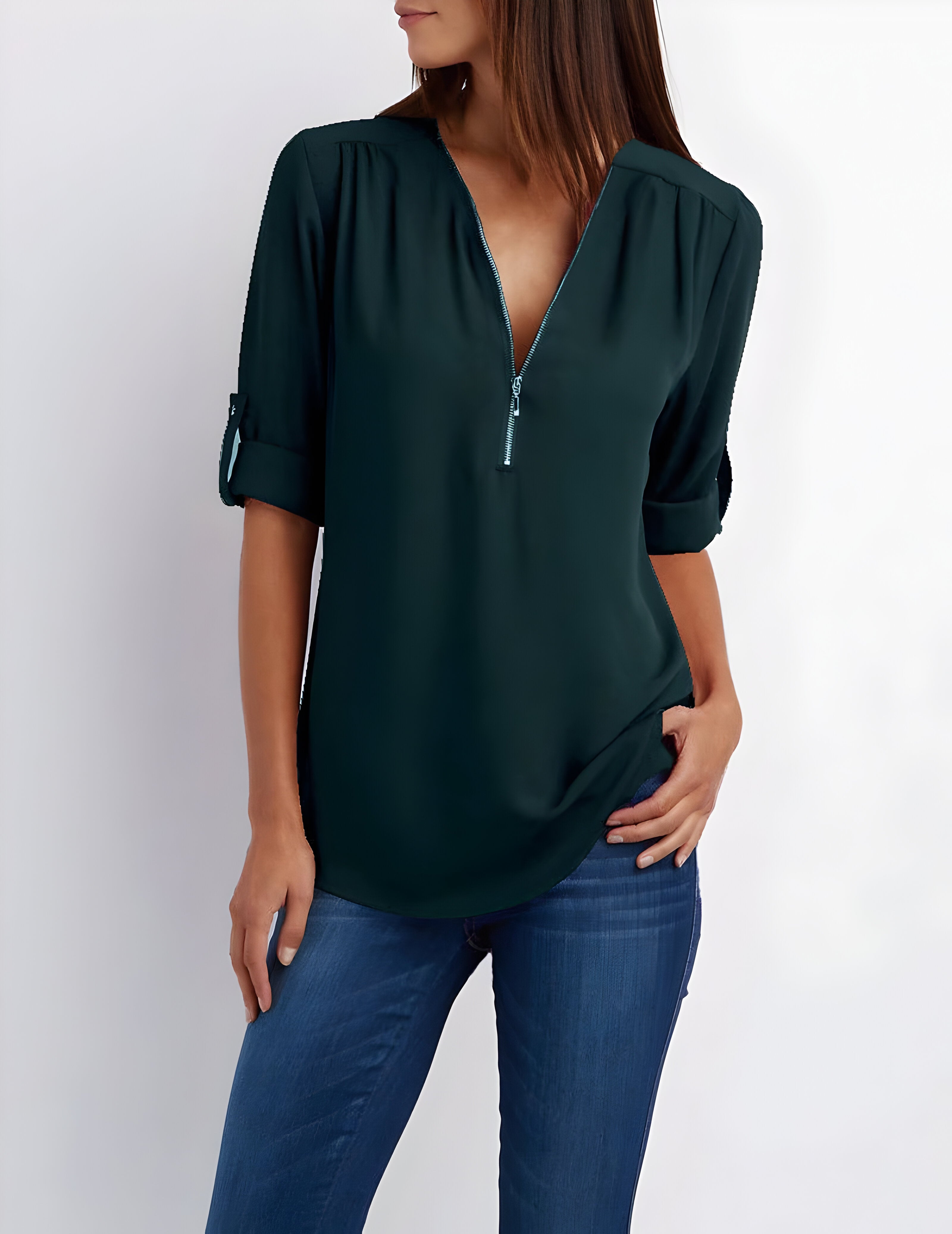 Catherine | Women's Zip Front Blouse
