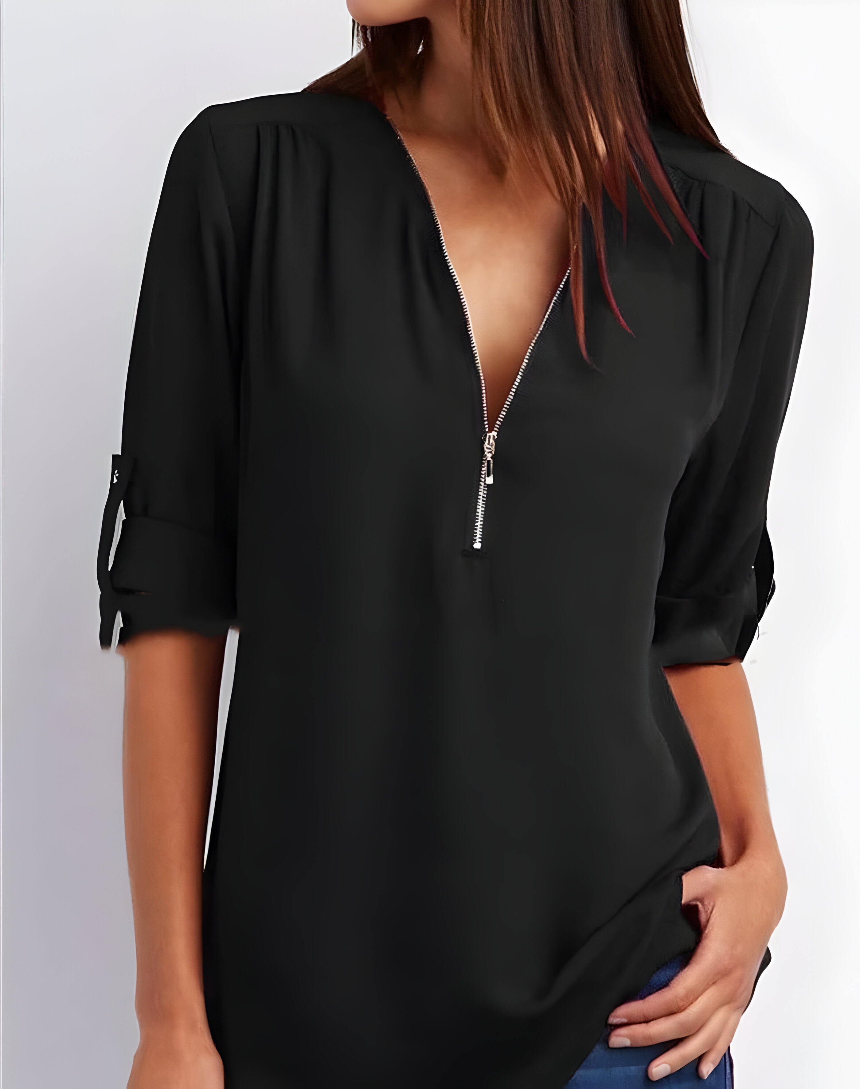 Catherine | Women's Zip Front Blouse