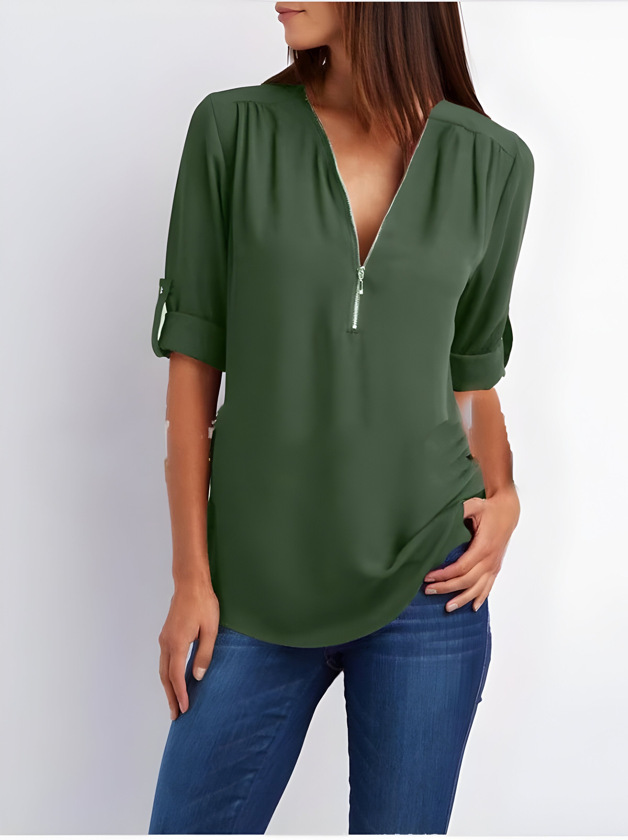 Catherine | Women's Zip Front Blouse