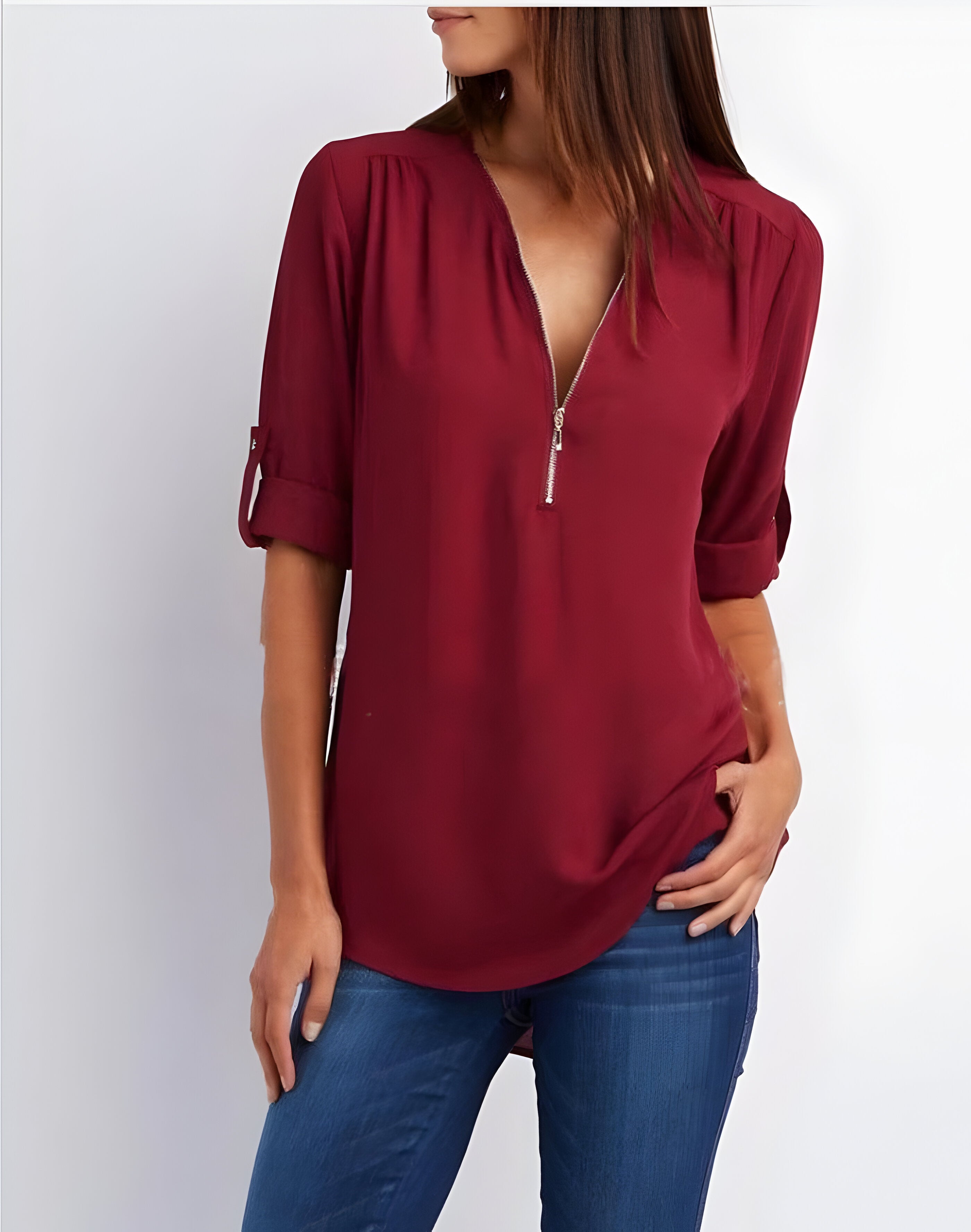 Catherine | Women's Zip Front Blouse