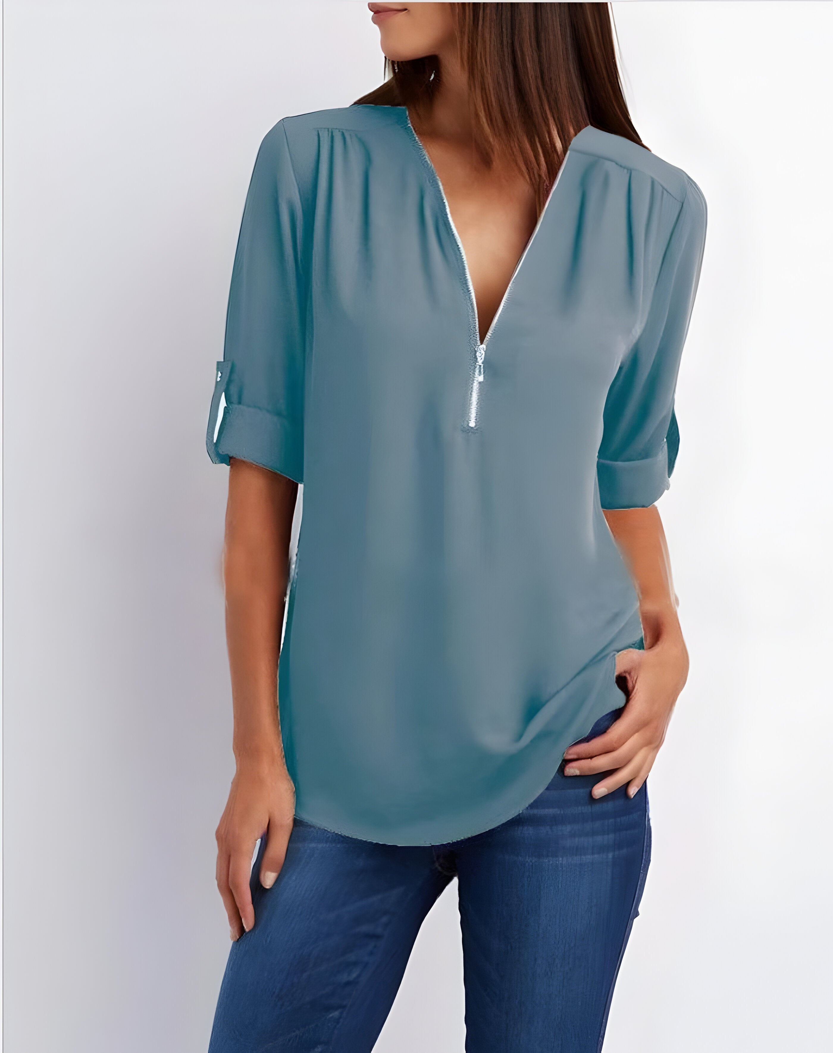 Catherine | Women's Zip Front Blouse
