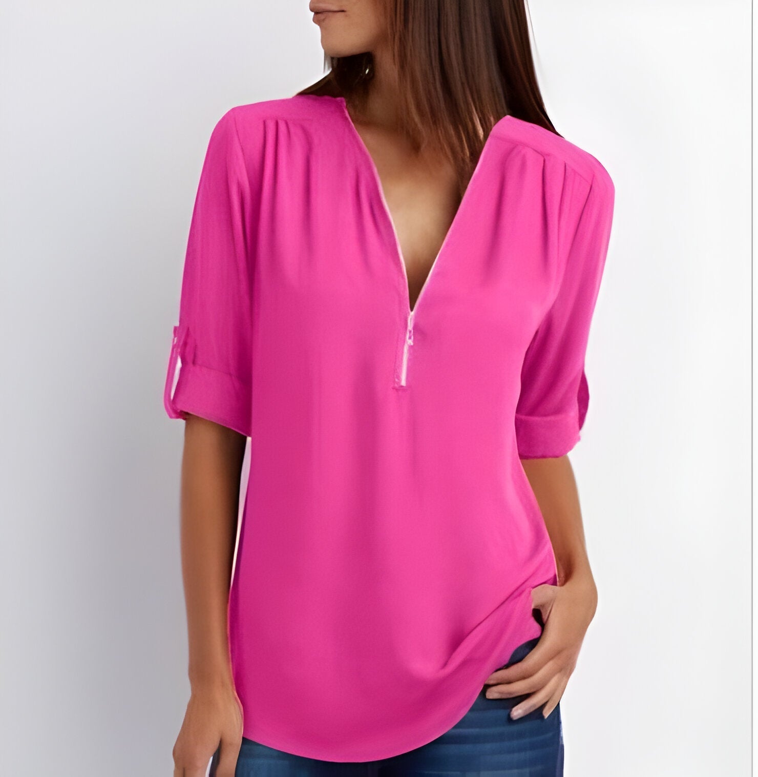 Catherine | Women's Zip Front Blouse