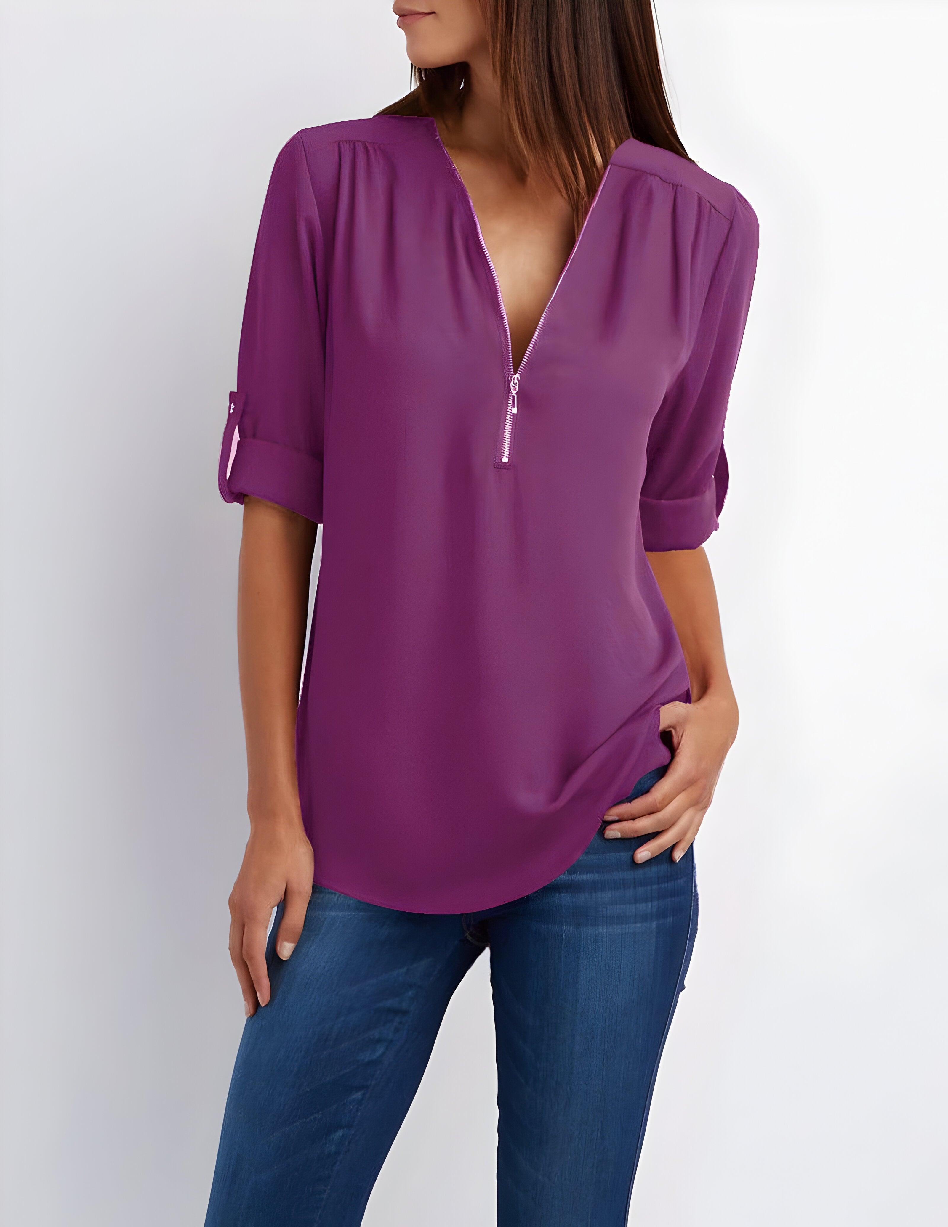 Catherine | Women's Zip Front Blouse
