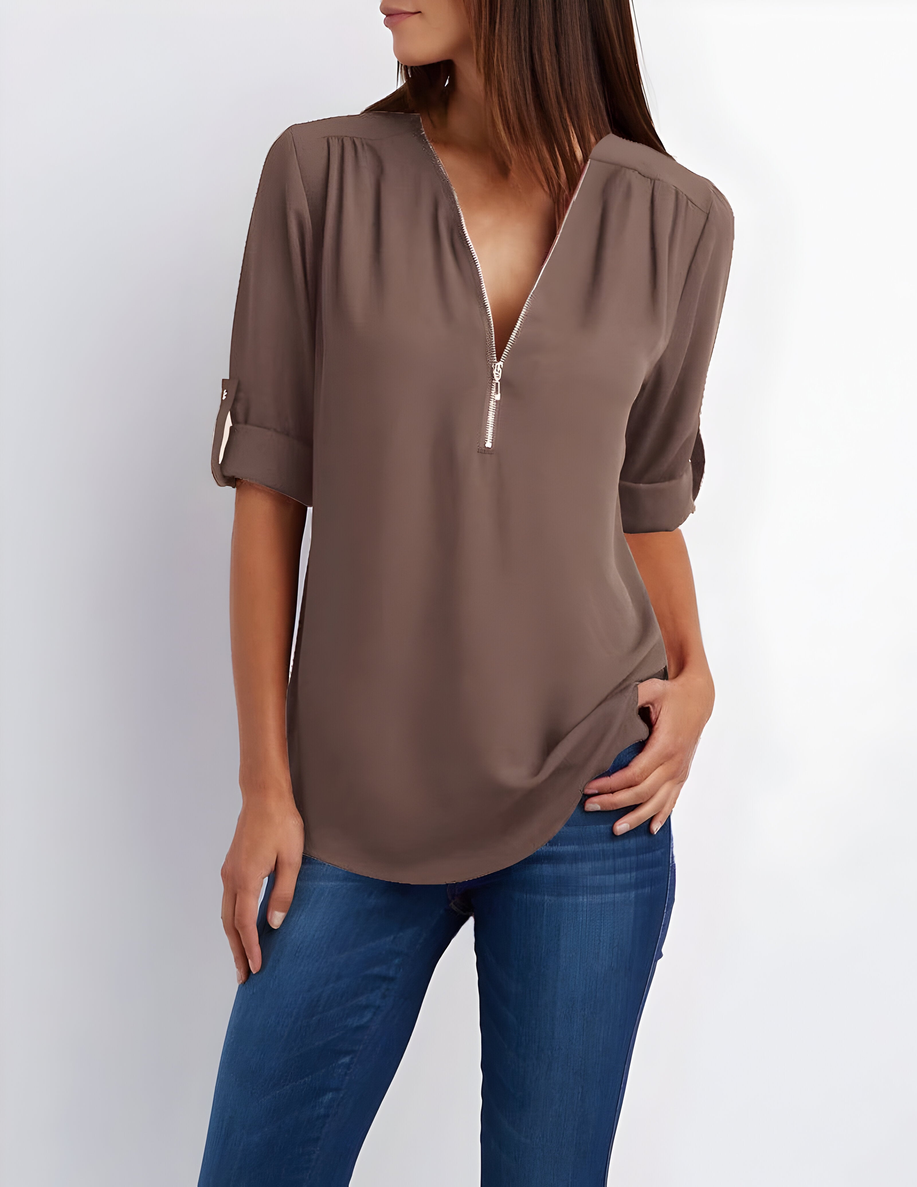 Catherine | Women's Zip Front Blouse