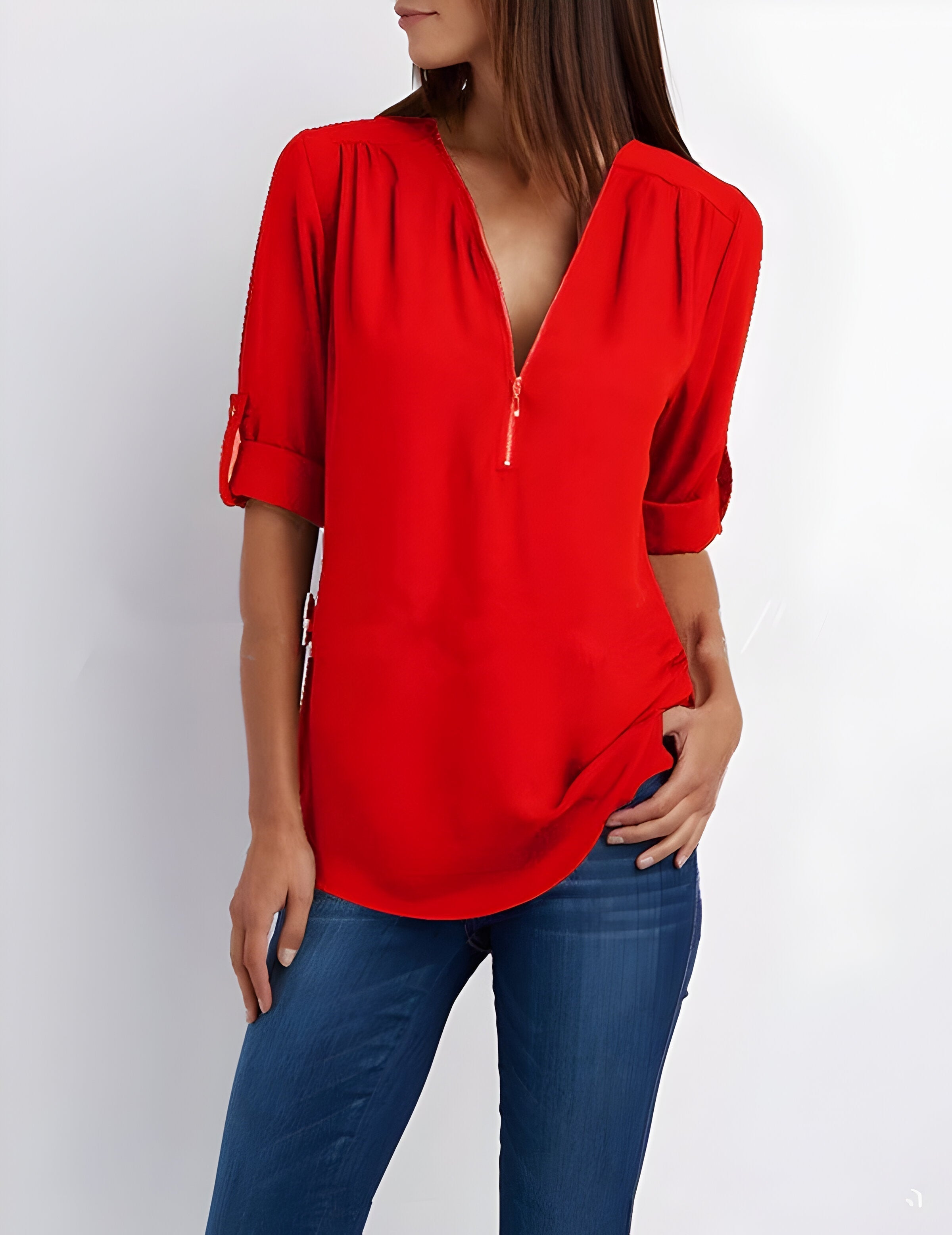 Catherine | Women's Zip Front Blouse