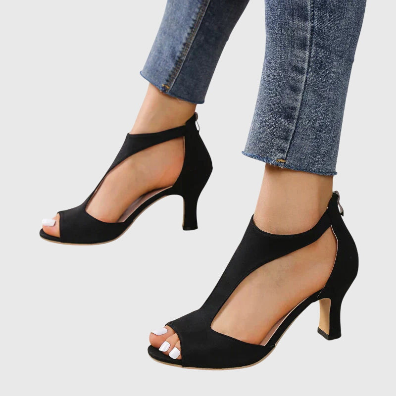 Eulalia | Women's Peep Toe T-Strap Heels