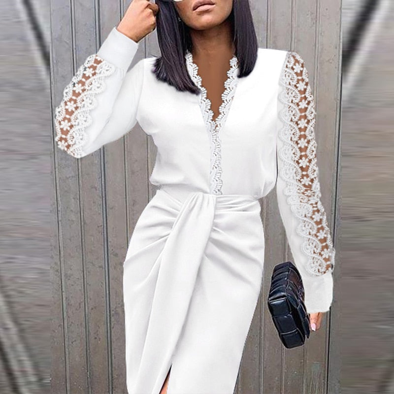 Felicia | Women's V-Neck Midi Wrap Dress