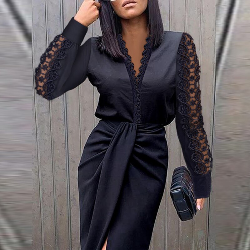 Felicia | Women's V-Neck Midi Wrap Dress