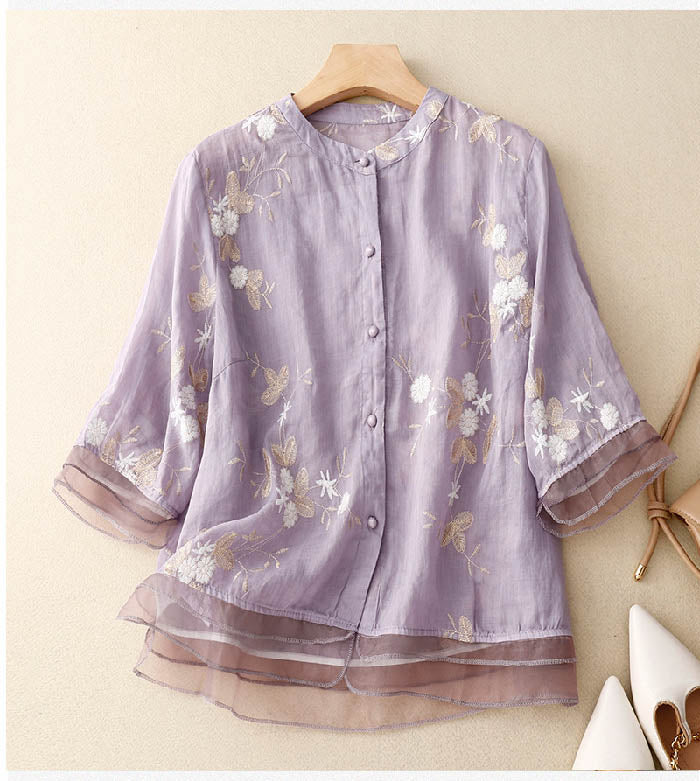 Cassandra | Women's Button-Down Floral Blouse