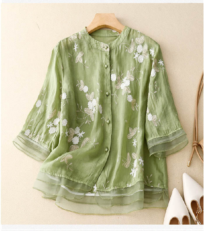 Cassandra | Women's Button-Down Floral Blouse