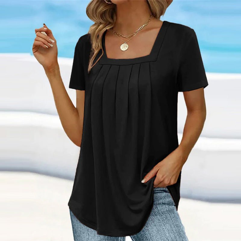 Adele | Women's Square Neck Pleated Top