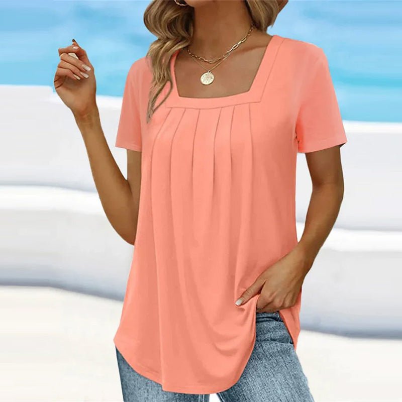Adele | Women's Square Neck Pleated Top