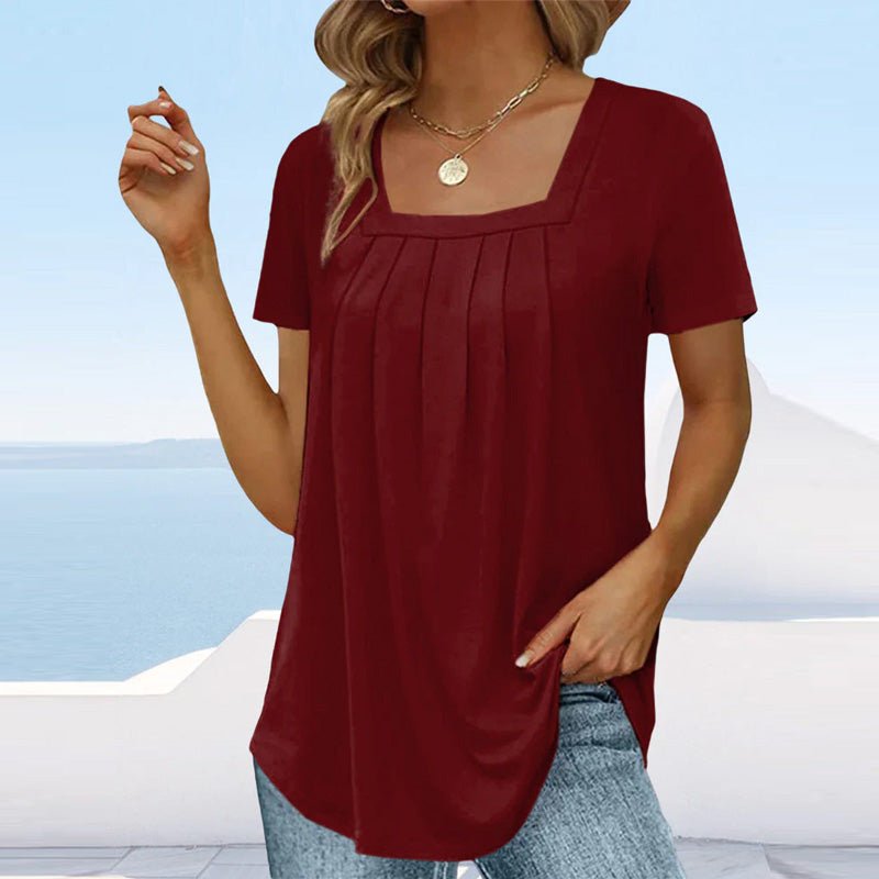 Adele | Women's Square Neck Pleated Top