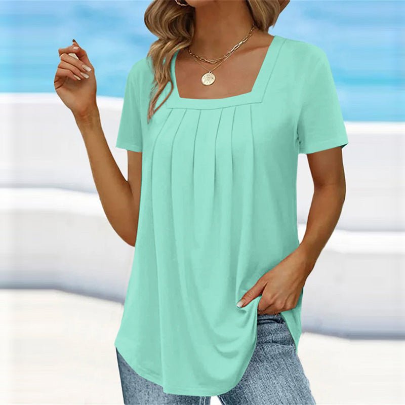 Adele | Women's Square Neck Pleated Top