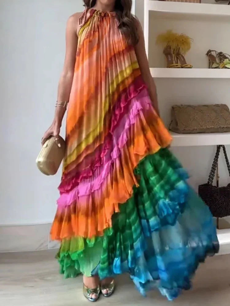 Ivy | Vibrant Ruffle Maxi Dress