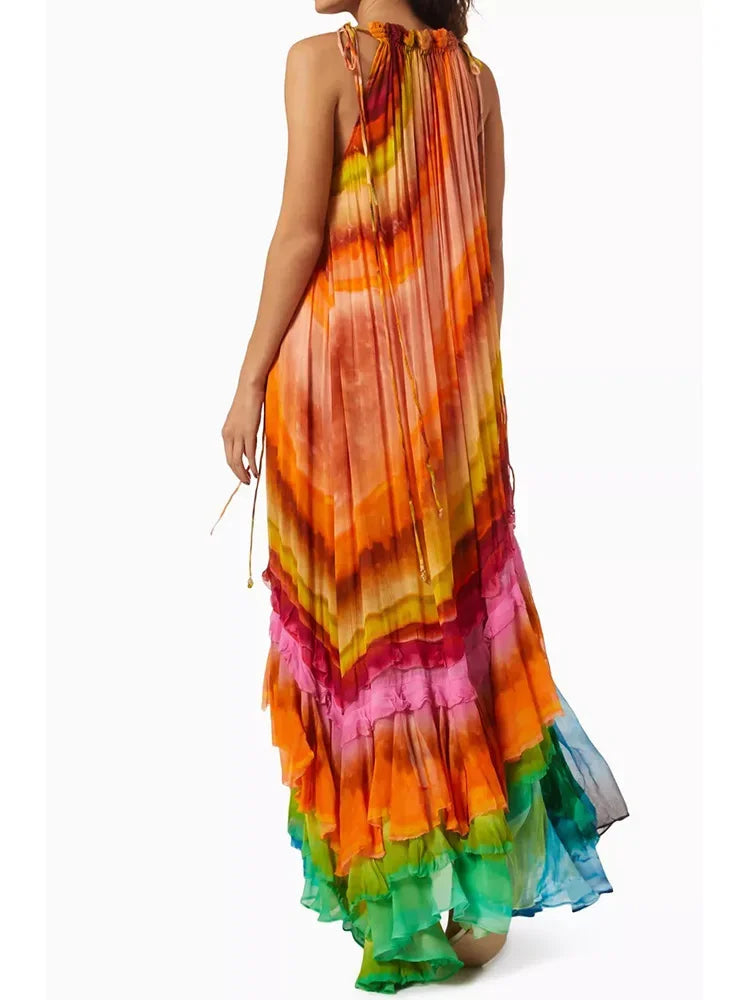 Ivy | Vibrant Ruffle Maxi Dress