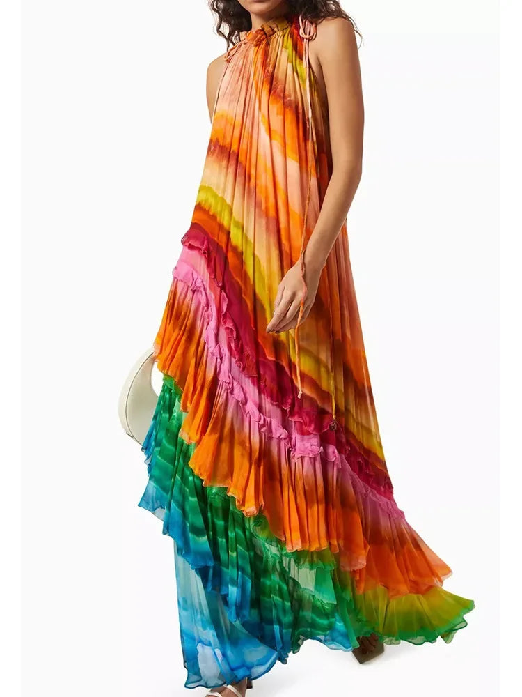 Ivy | Vibrant Ruffle Maxi Dress