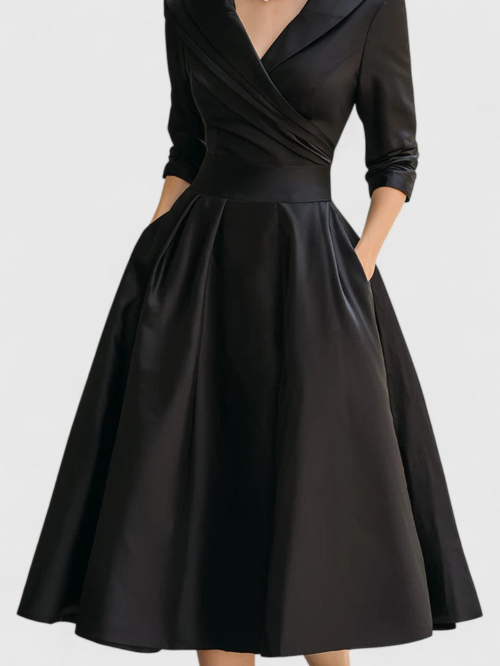 Denise | Women's V-Neck A-Line Midi Dress