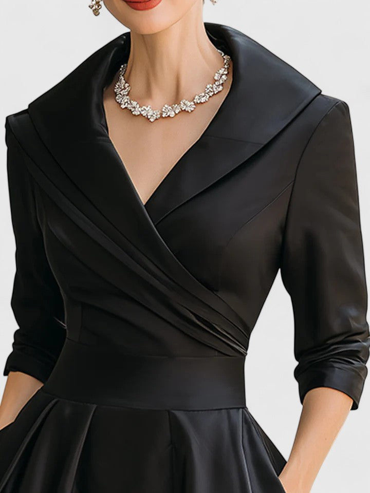 Denise | Women's V-Neck A-Line Midi Dress