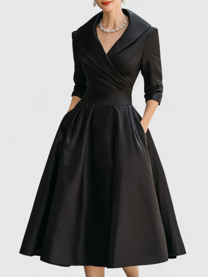 Denise | Women's V-Neck A-Line Midi Dress