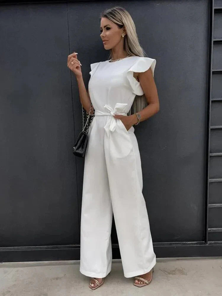 Evie | Women's Wide Leg Tie Waist Jumpsuit