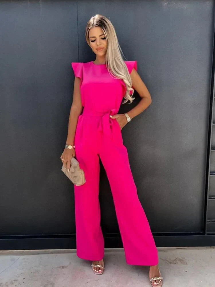 Evie | Women's Wide Leg Tie Waist Jumpsuit