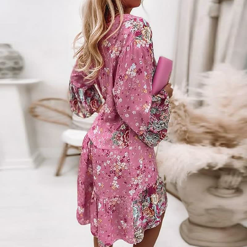 Elaine | Women's Long Sleeve Tiered Mini Dress