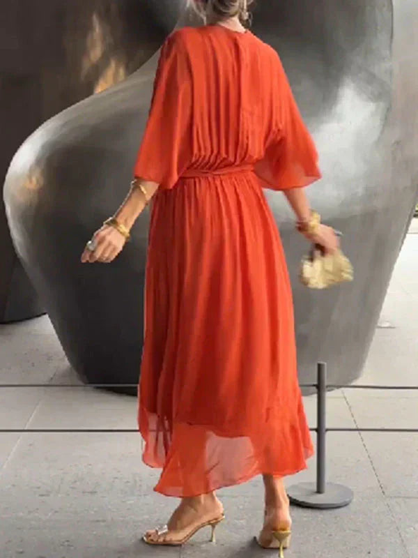 Ophelia | Luxurious Soft V-Neck Silk Dress for Women