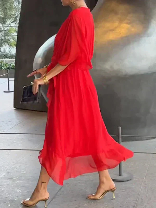 Ophelia | Luxurious Soft V-Neck Silk Dress for Women