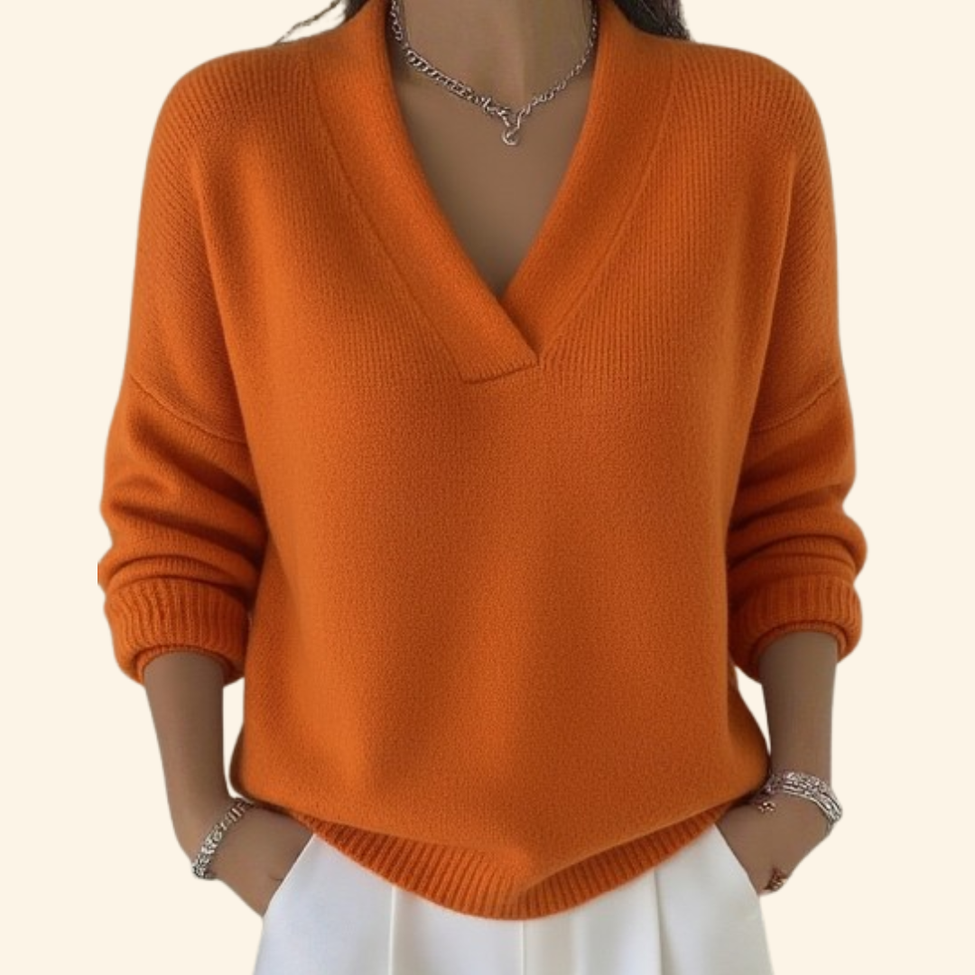 Allix | Women's V-Neck Relaxed Fit Pullover Sweater