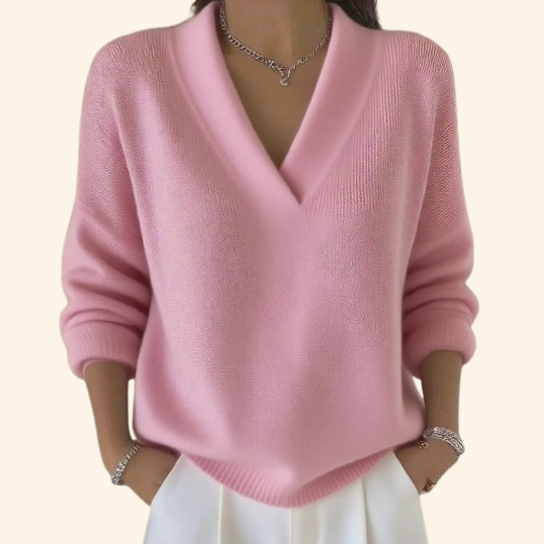 Allix | Women's V-Neck Relaxed Fit Pullover Sweater