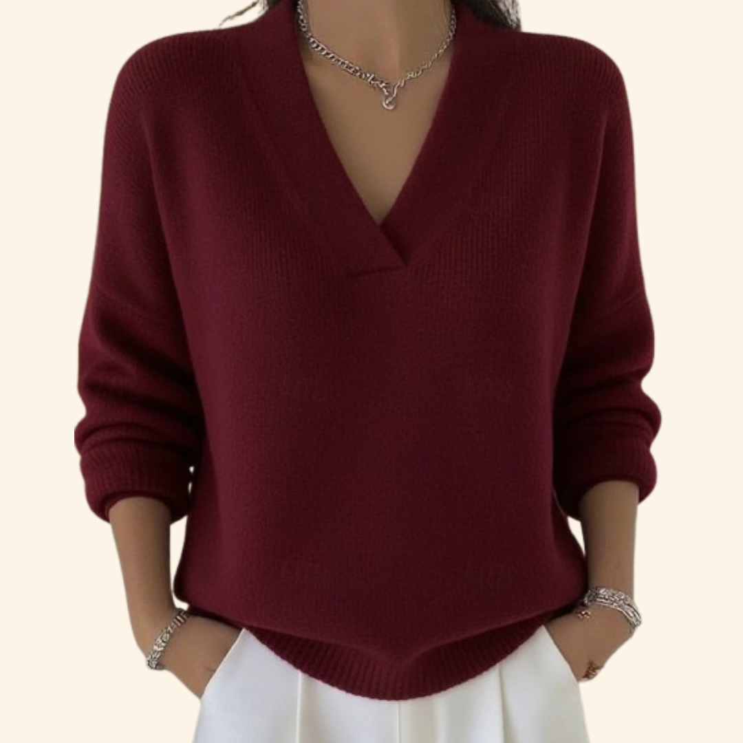 Allix | Women's V-Neck Relaxed Fit Pullover Sweater