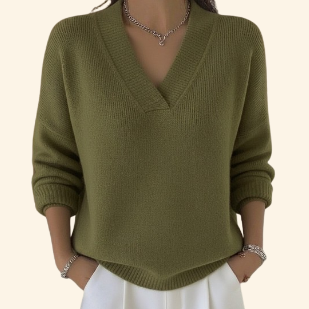 Allix | Women's V-Neck Relaxed Fit Pullover Sweater