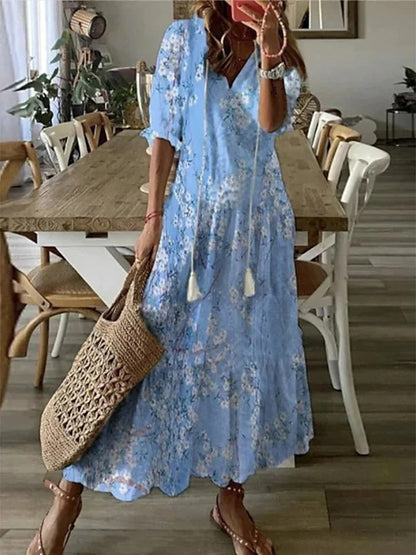 Donna | Women's V-Neck A-Line Midi Dress