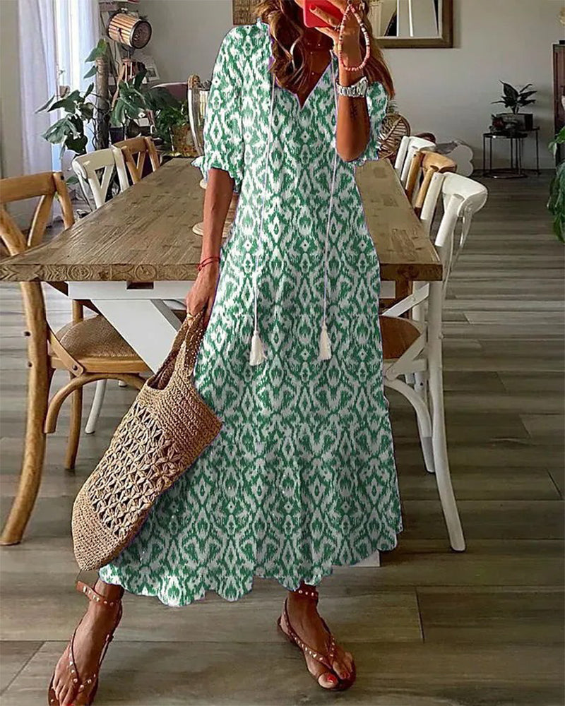Donna | Women's V-Neck A-Line Midi Dress