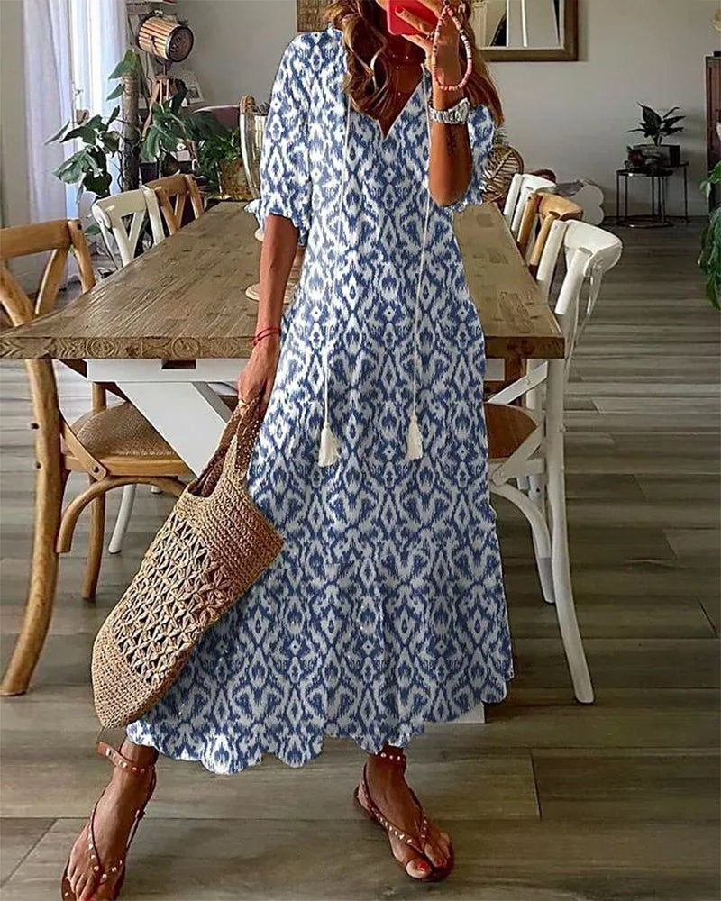 Donna | Women's V-Neck A-Line Midi Dress