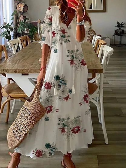 Donna | Women's V-Neck A-Line Midi Dress
