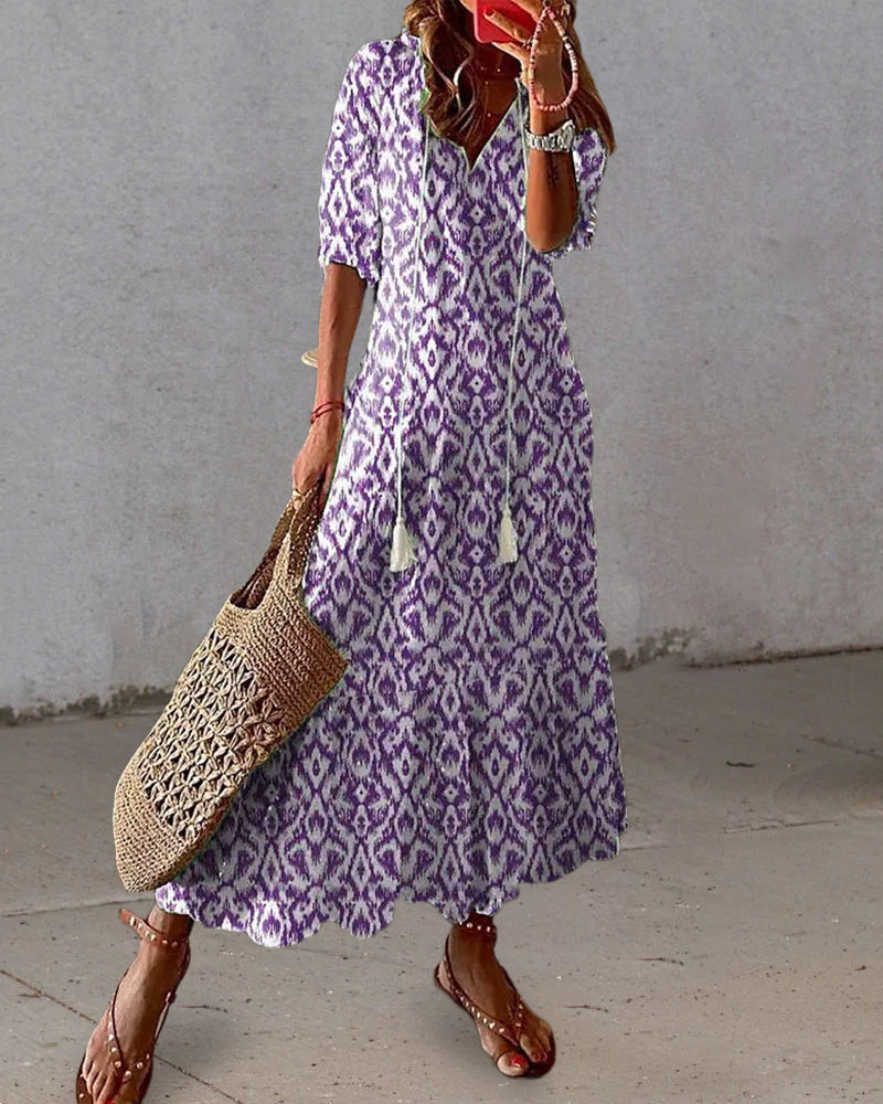 Donna | Women's V-Neck A-Line Midi Dress