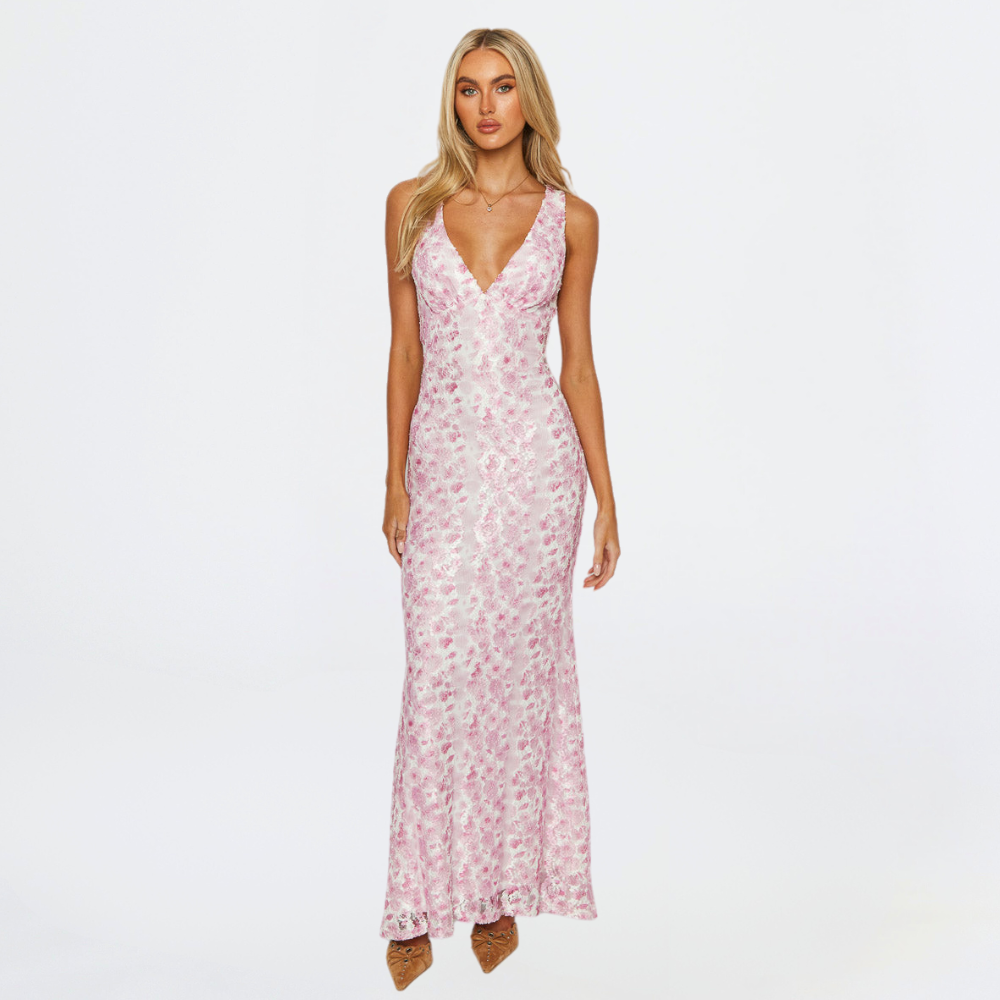 Liliana | Elegant Sleeveless Wedding Dress with Floral Design for Women
