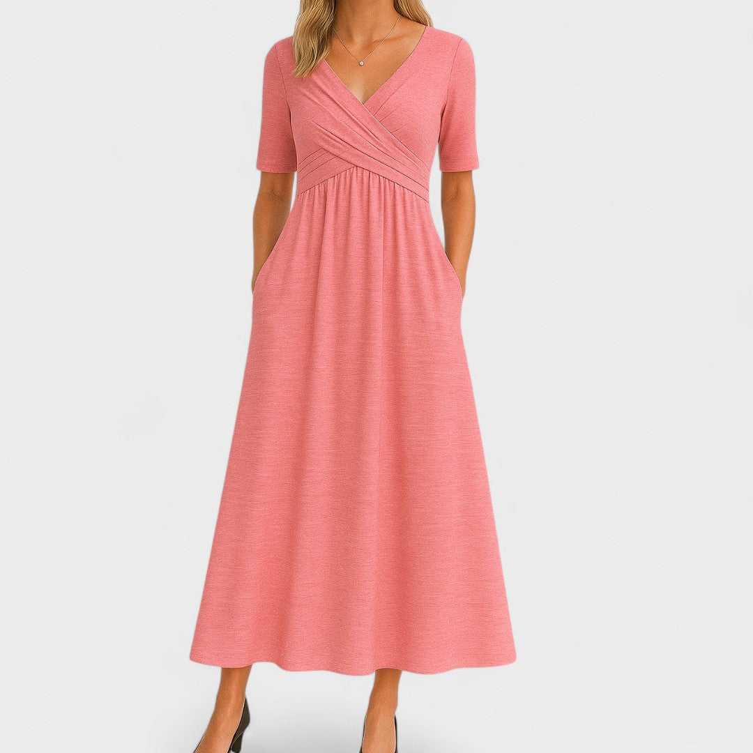 Della | Women's V-Neck A-Line Midi Dress