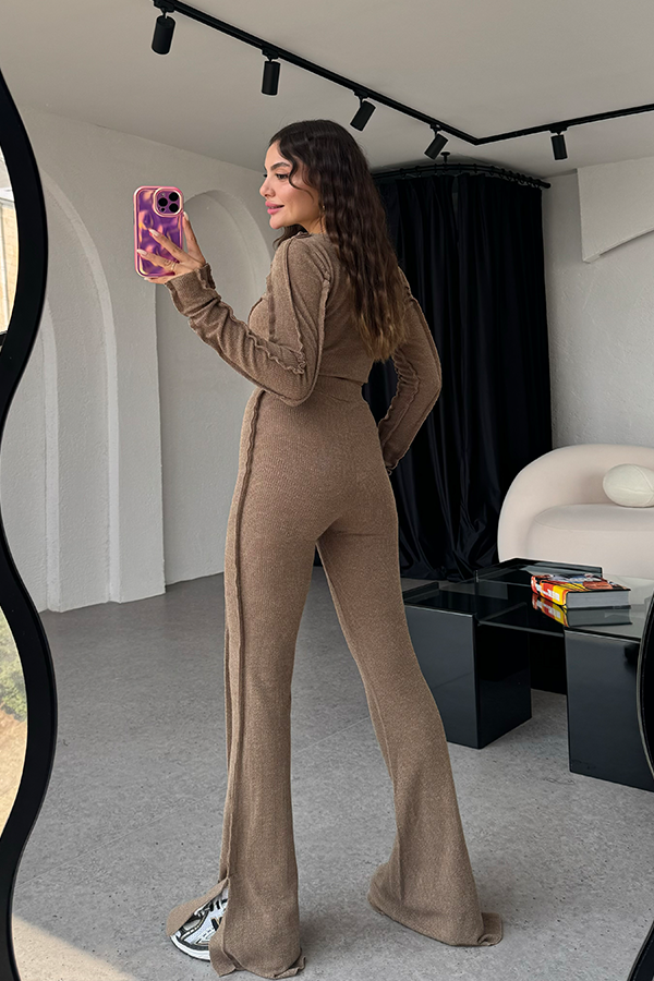 Angelina | Women's Cropped Long Sleeve Two-Piece Set