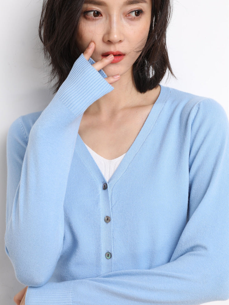 Sabelle | Women's V-Neck Button-Front Long Sleeve Cardigan