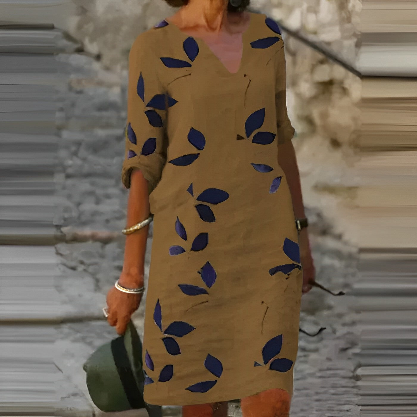 Edna | Women's V-Neck A-Line Midi Dress