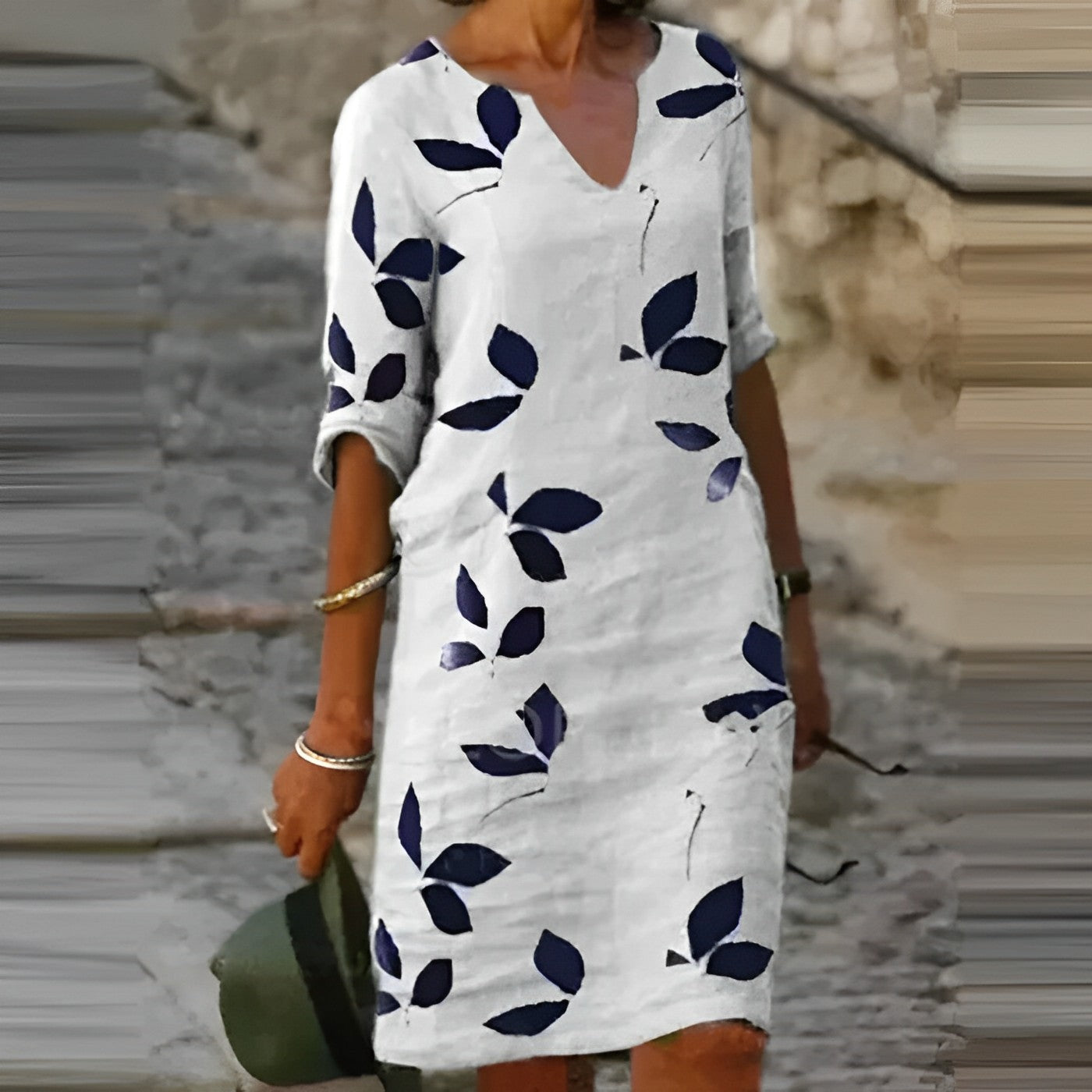 Edna | Women's V-Neck A-Line Midi Dress