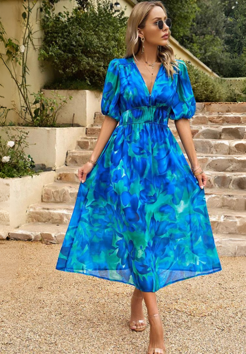 Gretel | Women's V-Neck A-Line Midi Dress