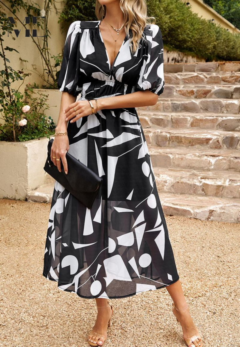 Gretel | Women's V-Neck A-Line Midi Dress
